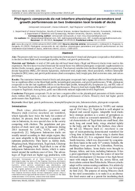 Phytogenic compounds do not interfere physiological parameters and ... - raincitystudios.com