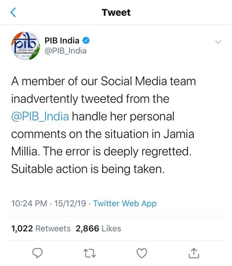 PIB tweets on Jamia that led to Twitter chatter