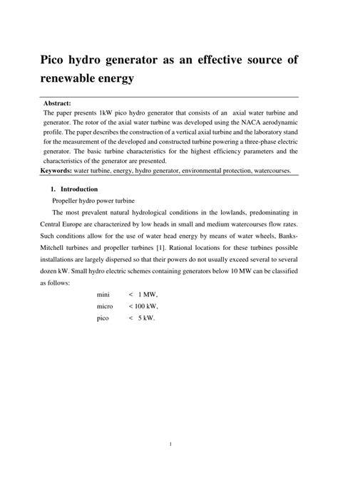 Pico hydro generator as an effective source of … - raincitystudios.com