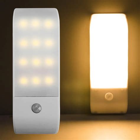 PIR Infrared Motion Sensor USB Rechargeable 12 LED Nightlight Light