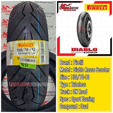 Pirelli Diablo Rosso Scooter Ring 13 Tubeless All Size - raincitystudios.com
