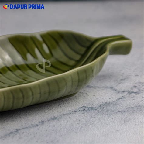 piring keramik motif daun - BigGo - muktibox.com