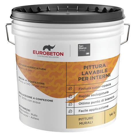 PITTURA LAVABILE EUROBETON SANMARCO 14l BIANCO …