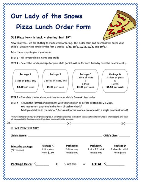 PIzza Order Form[1] Our Lady of the Snows Catholic Academy