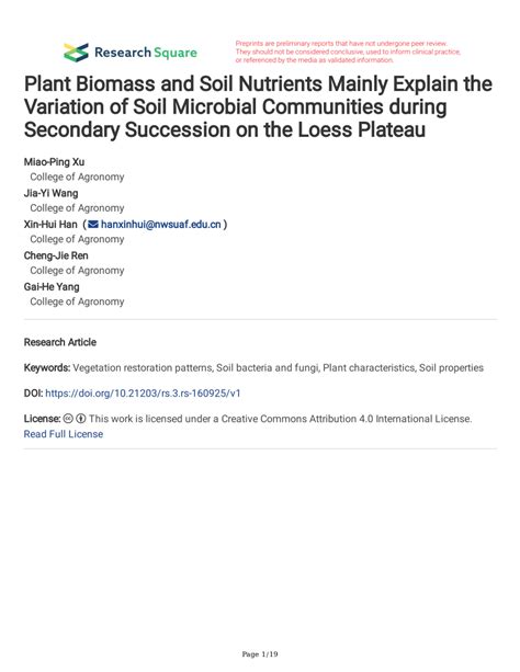 Plant Biomass and Soil Nutrients Mainly Explain the Variation of Soil ... - raincitystudios.com