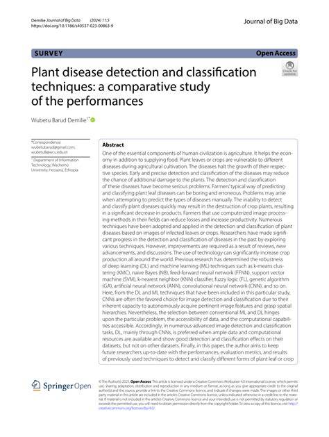 Plant disease detection and classification techniques: a comparative ... - raincitystudios.com