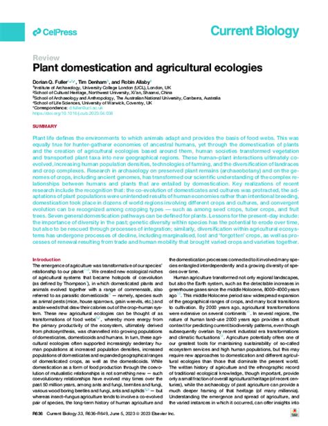 Plant domestication and agricultural ecologies | Request PDF - wintechmobiles.com