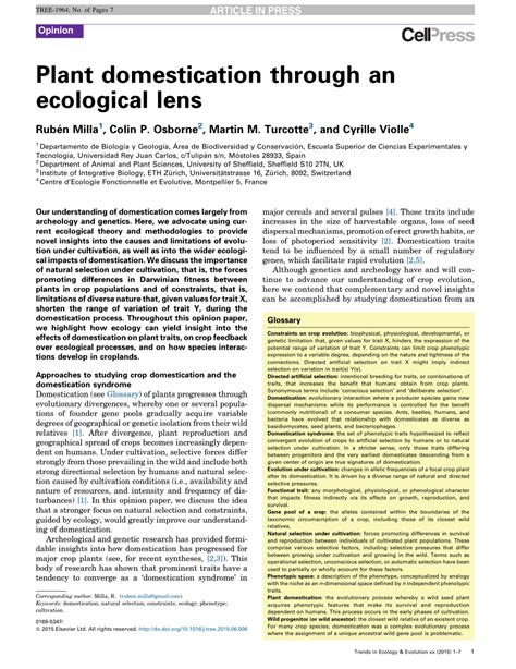 Plant domestication through an ecological lens - ScienceDirect - wintechmobiles.com