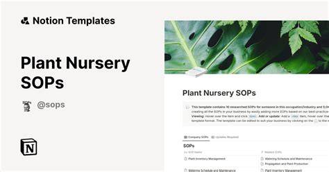 Plant Nursery SOPs Template | Notion Marketplace - raincitystudios.com