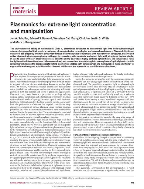 Plasmonics for extreme light concentration and manipulation - wintechmobiles.com