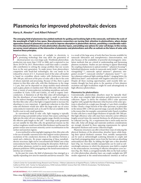 Plasmonics for improved photovoltaic devices - Nature - wintechmobiles.com