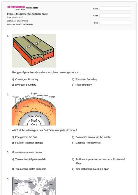 Plate Tectonics (Class Review) - Directed Reading for Mastery - raincitystudios.com
