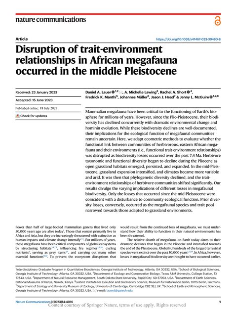 Pleistocene Disruption of Trait-Environment Relationships Informs the ... - muktibox.com