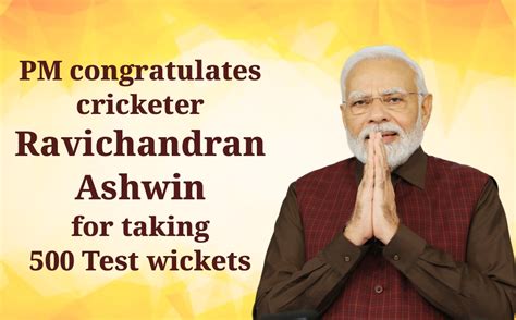 PM congratulates cricketer Ravichandran Ashwin for taking 500 Test wickets