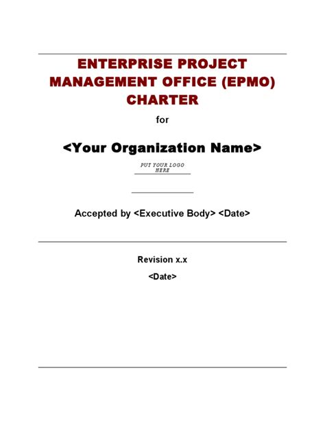PMO Charter Template Example Project Management Software Development