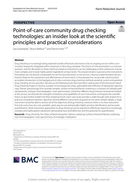 Point-of-care community drug checking technologies: an ... - Springer - wintechmobiles.com