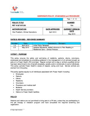 POLICY TITLE NUMBER SIGNING AUTHORITY TBA - Fraser Health