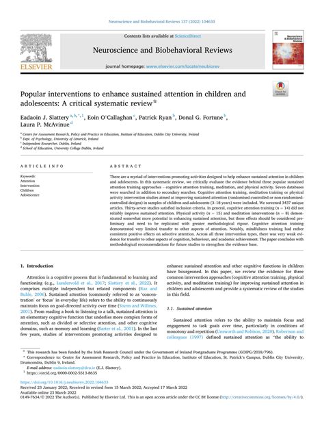 Popular interventions to enhance sustained attention in children and ... - wintechmobiles.com