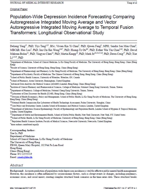 Population-Wide Depression Incidence Forecasting Comparing ... - coolestguyplanet.net