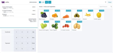 POS Terminal template for marketplace Webix
