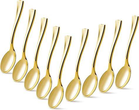 Posh Setting Plastic Mini Gold Spoons, 4 inch Gold Dessert Spoon ... - raincitystudios.com