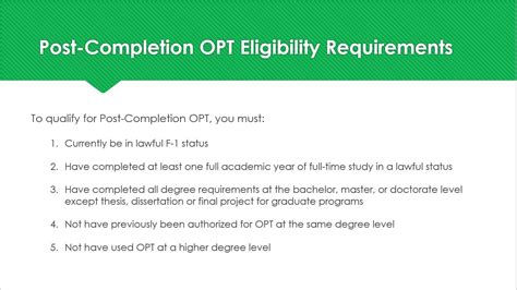 POST COMPLETION OPTIONAL PRACTICAL TRAINING (OPT) …