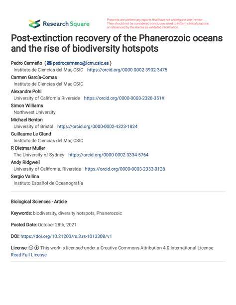 Post-extinction recovery of the Phanerozoic oceans and ... - Nature - raincitystudios.com