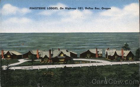 POSTCARD Finisterre Lodges Highway 101 DePoe Bay Oregon Motor Lodge …