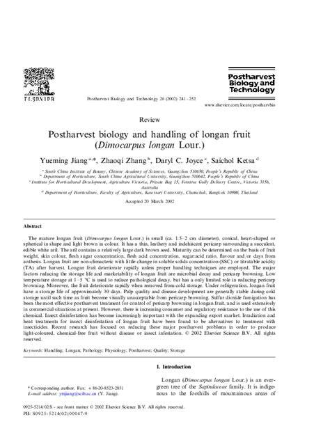 Postharvest biology and handling of longan fruit (Dimocarpus longan ... - raincitystudios.com