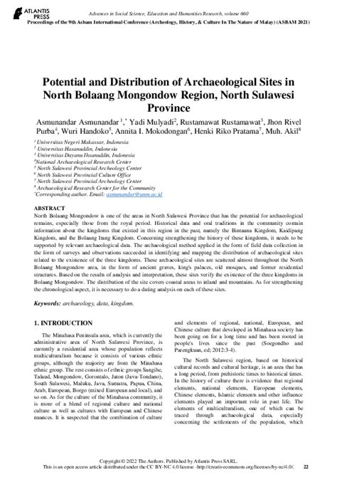 Potential and Distribution of Archaeological Sites in North Bolaang ... - wintechmobiles.com