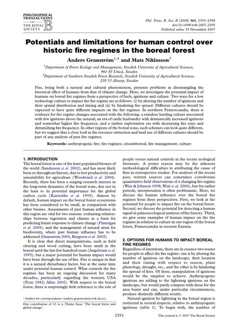 Potentials and limitations for human control over historic fire regimes ... - wintechmobiles.com