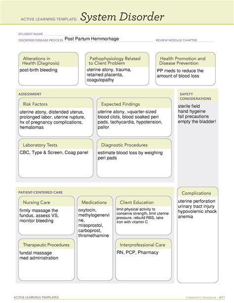 PPH ATI System Disorder Notes ACTIVE LEARNING TEMPLATES THERAPEUTIC