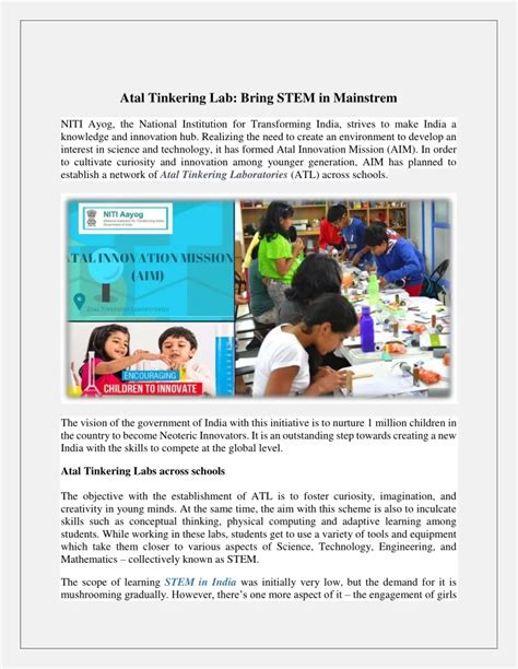 PPT - Atal Tinkering Lab: Bring STEM in Mainstrem PowerPoint ...