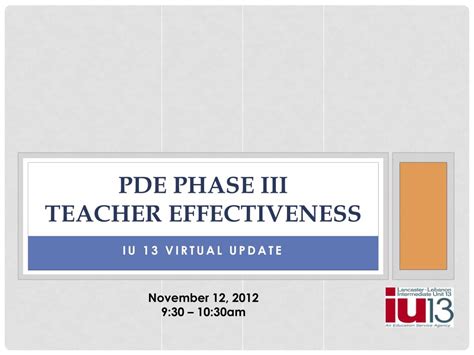 PPT - PDE Phase III Teacher Effectiveness PowerPoint …