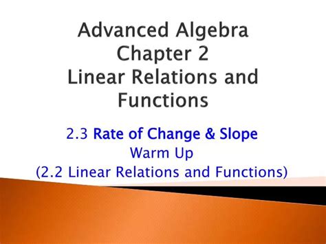PPT Advanced Algebra Chapter 2 Linear Relations and Functions