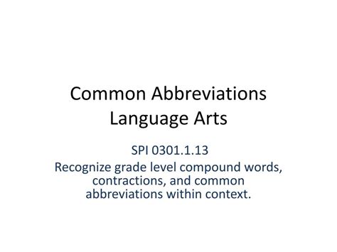 PPT Common Abbreviations Language Arts PowerPoint Presentation ID