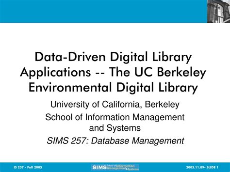 PPT DataDriven Digital Library Applications The UC Berkeley