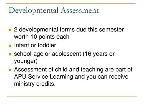 PPT Developmental Assessment Form PowerPoint Presentation, free