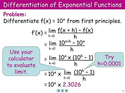 PPT Differentiation of Exponential Functions PowerPoint Presentation