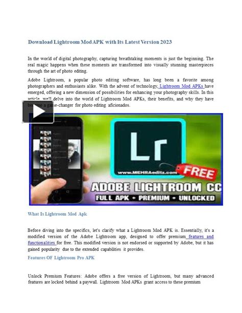 PPT Download Lightroom Mod APK with Its Latest Version 2023
