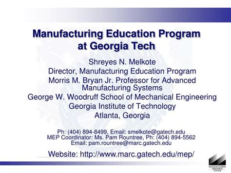 PPT Manufacturing Education Program at Tech PowerPoint