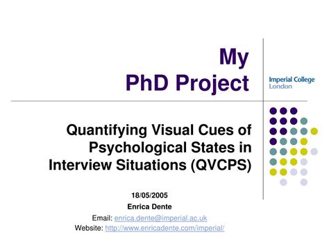 PPT My PhD Project PowerPoint Presentation ID160110
