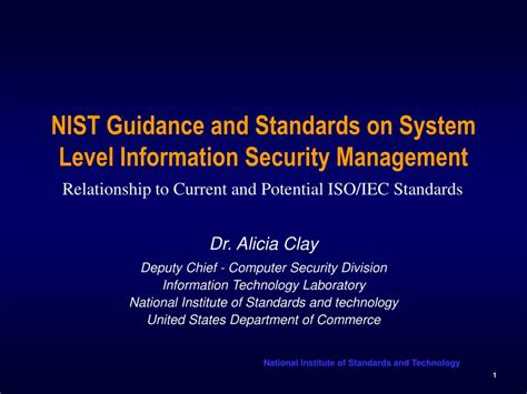 PPT NIST Guidance and Standards on System Level Information Security