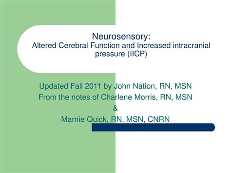 PPT Neurosensory Altered Cerebral Function and Increased