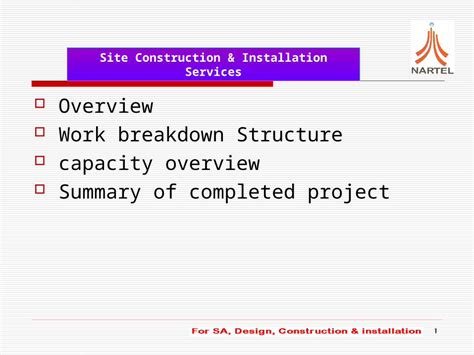 PPT Overview Work breakdown Structure capacity overview Summary of