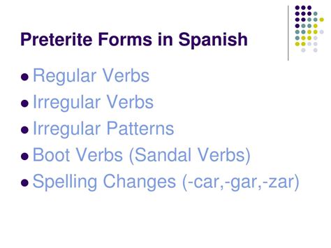 PPT Preterite Forms in Spanish PowerPoint Presentation ID5097754