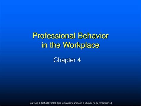 PPT Professional Behavior in the Workplace PowerPoint Presentation
