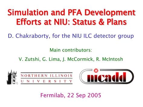 PPT Simulation and PFA Development Efforts at NIU Status & Plans