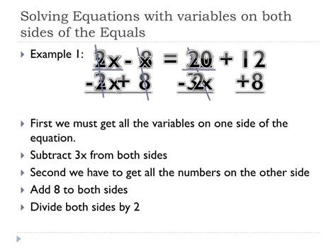 PPT Solving Equations with variables on both sides of the Equals