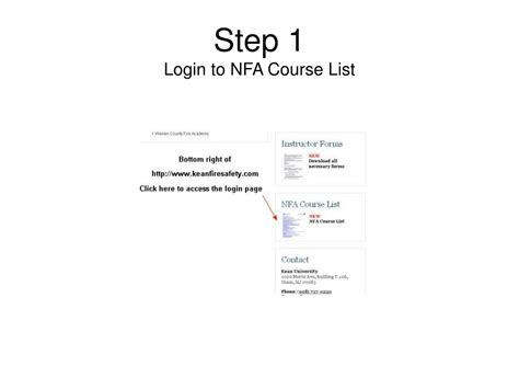 PPT Step 1 Login to NFA Course List PowerPoint Presentation free